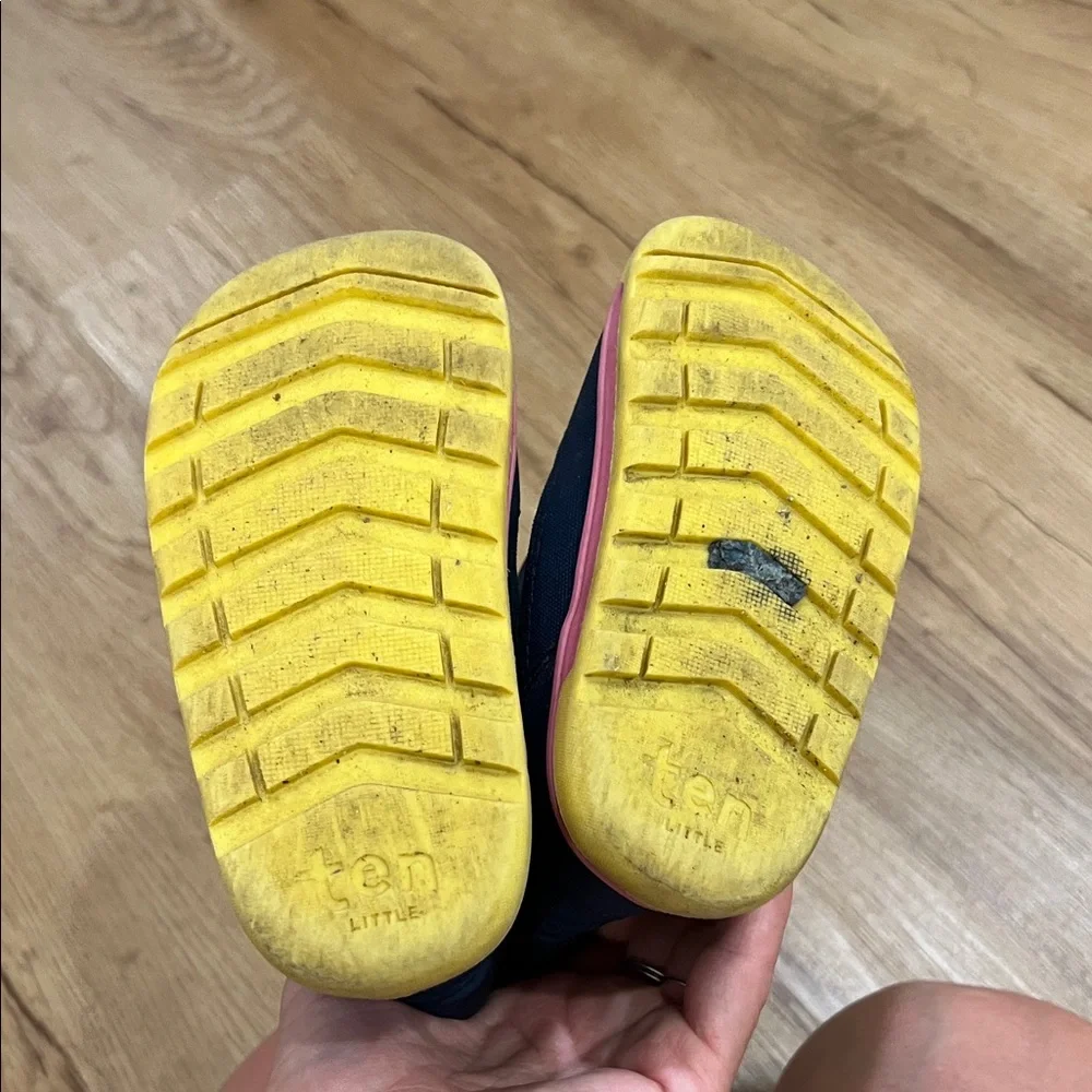 Kids Navy Snow Boots with Pink & Yellow Trim